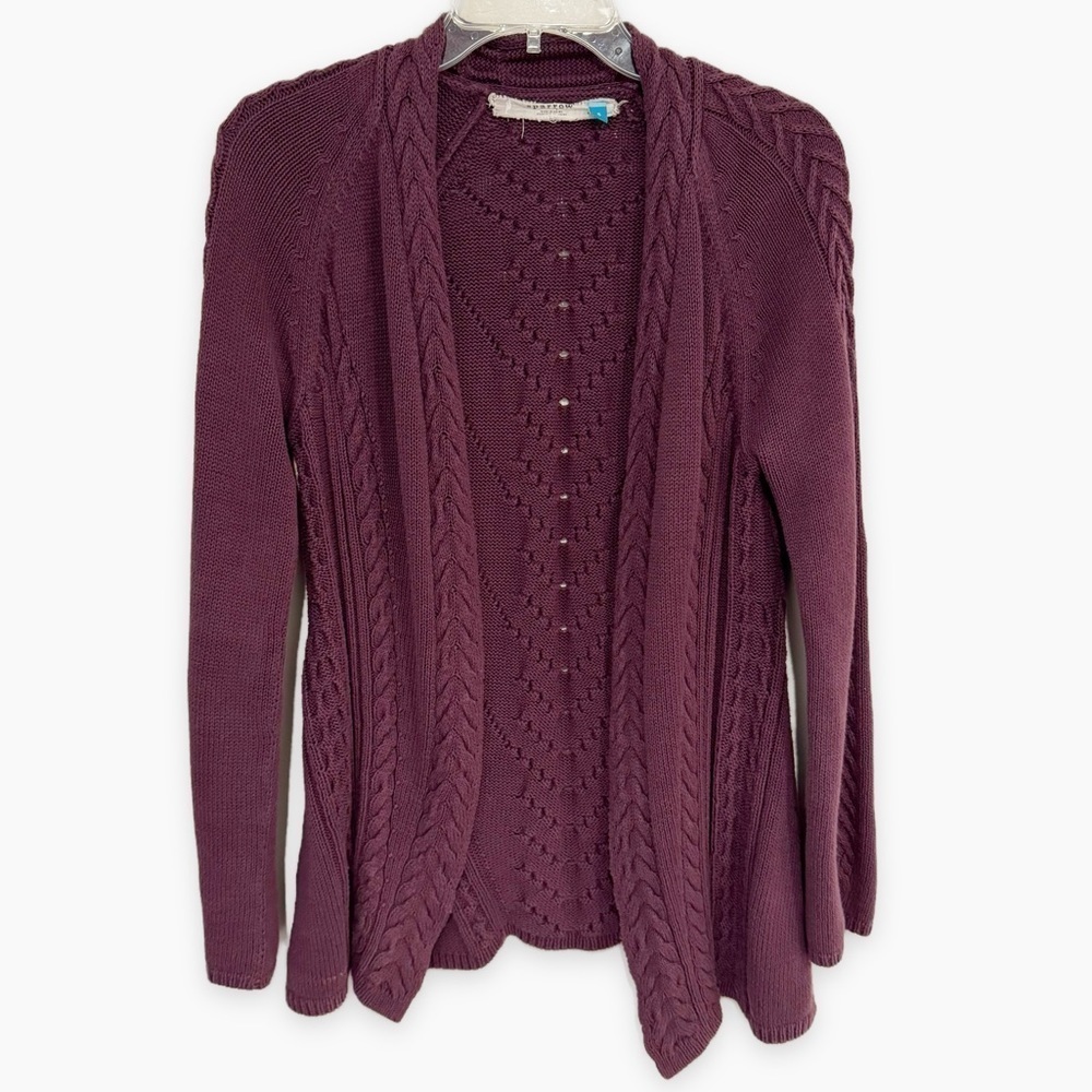 Anthropologie Sparrow | Open Knit Cardigan Purple Cotton Size Small